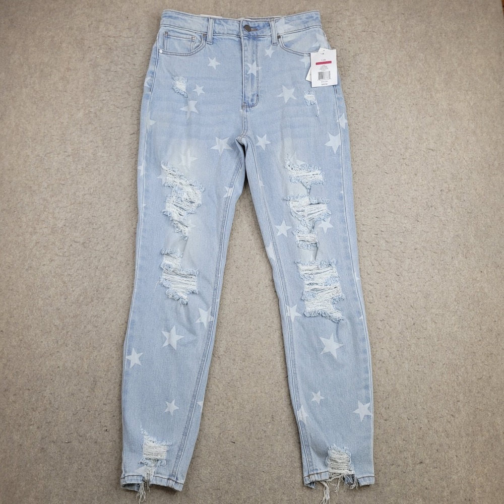 True Craft‎ Jeans Star Allover Womens 11R Mom Jean Light Wash Blue USA 29x28 NEW